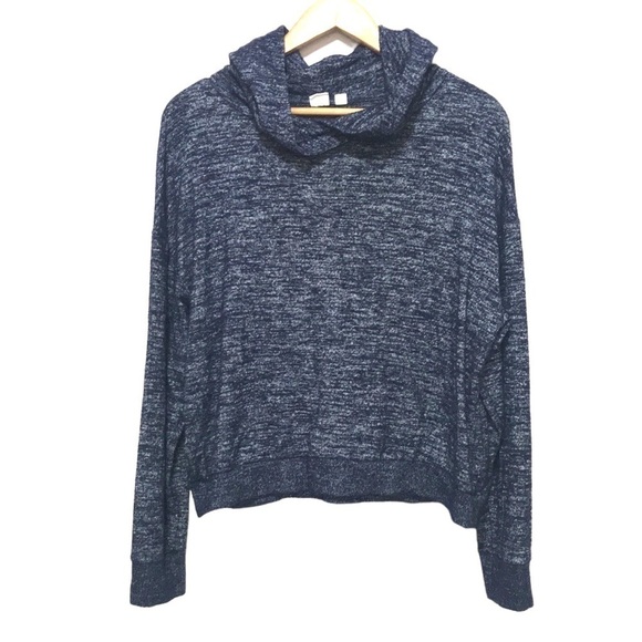 Gap Women’s Softspun cozy Cropped Hoodie Blue Marled Loungewear Long Sleeve M - Picture 1 of 9